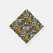 Weelderig bloempatroon met grote gouden bloemen  servet (Hoek)