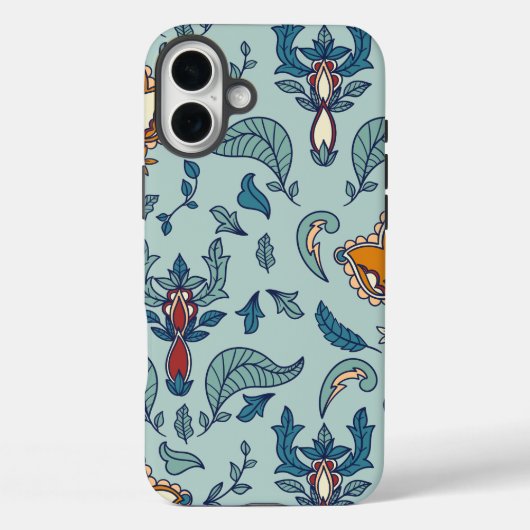 Weelderig bloempatroon op een lichtblauwe achtergr Case-Mate iPhone case (Achterkant)