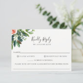 weelderig boeket bruiloft voedsel allergie RSVP-ka RSVP Kaartje (Staand voorkant)