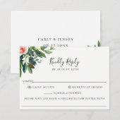 weelderig boeket bruiloft voedsel allergie RSVP-ka RSVP Kaartje (Voorkant / Achterkant)