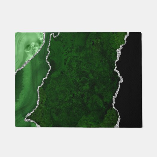 Weelderig bosgroen marmer chic zilver glitter deurmat (Voorkant)