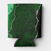 Weelderig bosgroen marmer chic zilver glitters blikjeskoeler (Voorkant)