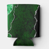 Weelderig bosgroen marmer chic zilver glitters blikjeskoeler (Achterkant)