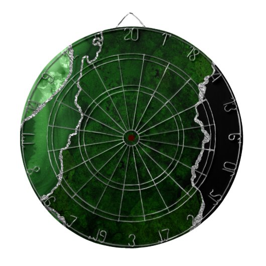 Weelderig bosgroen marmer chic zilver glitters dartbord (Voorkant)