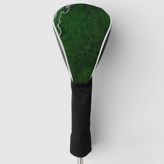 Weelderig bosgroen marmer chic zilver glitters golfheadcover (Voorkant)