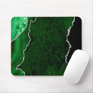 Weelderig bosgroen marmer chic zilver glitters muismat