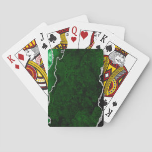 Weelderig bosgroen marmer chic zilver glitters pokerkaarten