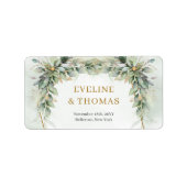 Weelderig chique groen gebladerte gouden lijst bru etiket (Voorkant)