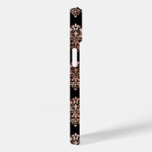 Weelderig Damast Patroon Monogram Roze Goud Zwart Case-Mate iPhone Case (Achterkant / Rechts)