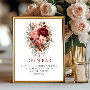 Weelderig Dieprood Boho Bloemstuk Open Bar 8x10 Bo Poster