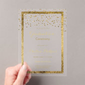 Weelderig elegant witgouden confetti Afstuderen Acryl Uitnodigingen (Insitu (Draagbaar))