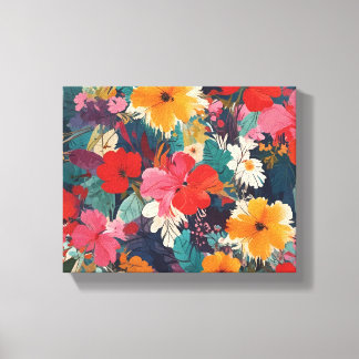 Weelderig en levendig bloemenpatroon canvas afdruk