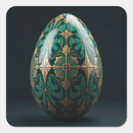 Weelderig en levendig groen Paasei Vierkante Sticker