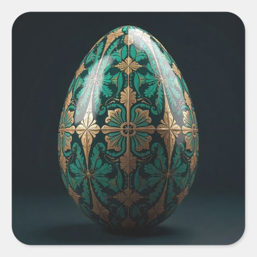 Weelderig en levendig groen Paasei Vierkante Sticker (Voorkant)