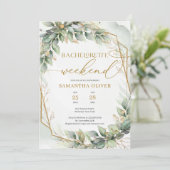 Weelderig eucalyptusgroen Bachelorette Weekend Kaart (Staand voorkant)