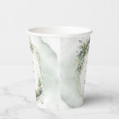 Weelderig eucalyptusgroen en gouden bruiloft papieren bekers (Rechts)