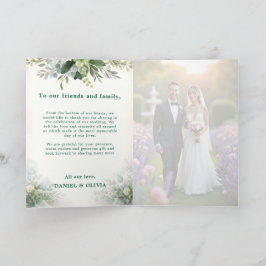 Weelderig Eucalyptusgroen met Gouden Overlay Foto Bedankkaart