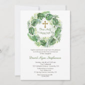 Weelderig Exotisch Groen Goud Kruis Heilige Commun Kaart (Voorkant)