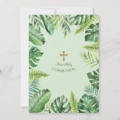 Weelderig Exotisch Groen Goud Kruis Heilige Commun Kaart (Achterkant)