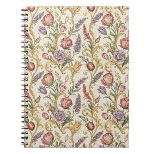 Weelderig Frans Vintage Bloem Motief Kunst Notitieboek