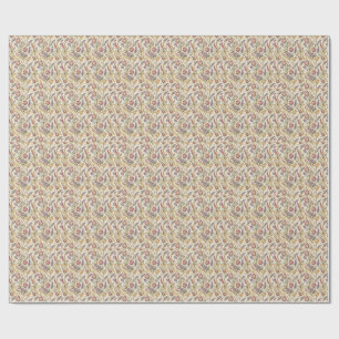 Weelderig Frans Vintage Bloemmotief met Krullen Cadeaupapier