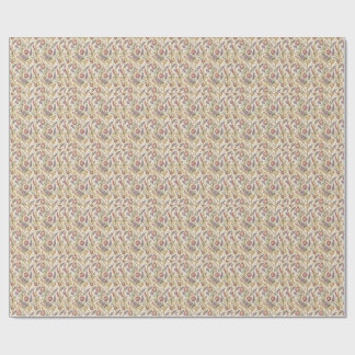 Weelderig Frans Vintage Bloemmotief met Krullen Cadeaupapier