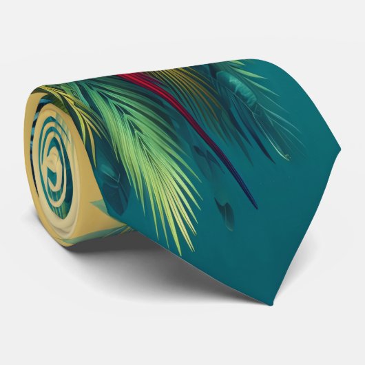 Weelderig gebladerte gevuld met kleine papegaaien stropdas (Opgerold)