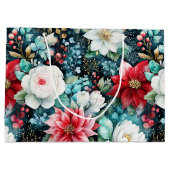 Weelderig gekleurde kerstbloem groot cadeauzakje (Achterkant)