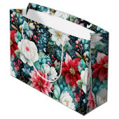 Weelderig gekleurde kerstbloem groot cadeauzakje (Achterkant Gekanteld)