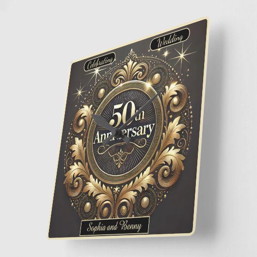 Weelderig Goud: 50ste Jubileum Meesterwerk Vierkante Klok (Hoek)