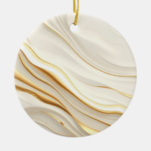 "Weelderig Goud en Crème Marmerwervelingen" Keramisch Ornament