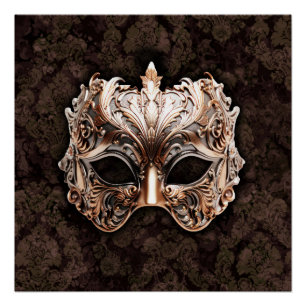 Weelderig goud-zilver uitgewerkte bladmasker perfect poster