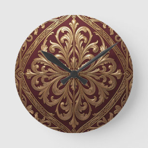 Weelderig Gouden Acanthus Patroon Diep Rode Barok Ronde Klok