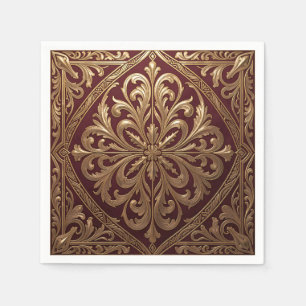 Weelderig Gouden Acanthus Patroon Diep Rode Barok Servet