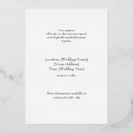 Weelderig gouden bloemenmotief, bruiloft Folie uit Folie Uitnodiging (Achterkant)