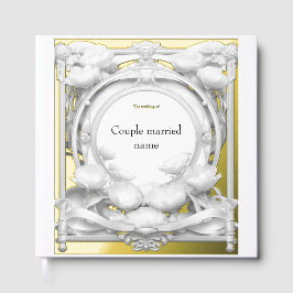 weelderig gouden bloemenmotief, bruiloft gastenboek