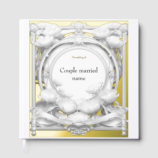 weelderig gouden bloemenmotief, bruiloft gastenboek (Voorkant)