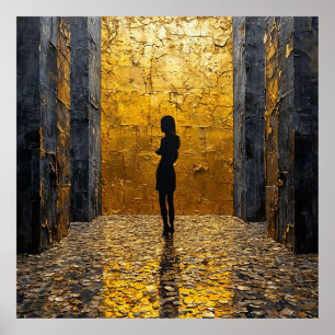 Weelderig gouden interieur Elegante moderne kamer  Poster
