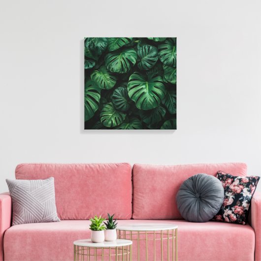 Weelderig groen – Abstracte Monstera Oerwoud Print (Insitu (Woonkamer))