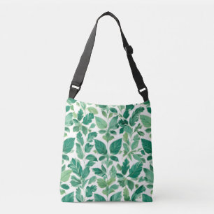 weelderig groen bladpatroon crossbody tas