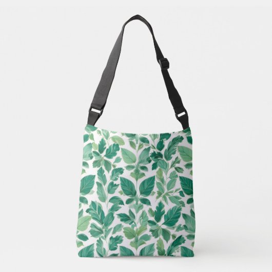 weelderig groen bladpatroon crossbody tas (Voorkant)