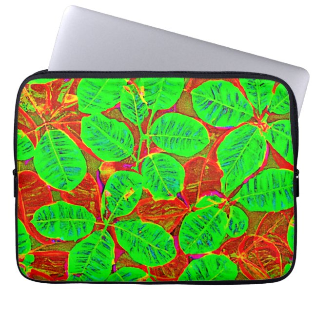 weelderig groen bladpatroon laptop sleeve (Voorkant)