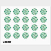 weelderig groen bladpatroon ronde sticker (Vel)