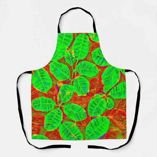 weelderig groen bladpatroon schort (Voorkant)