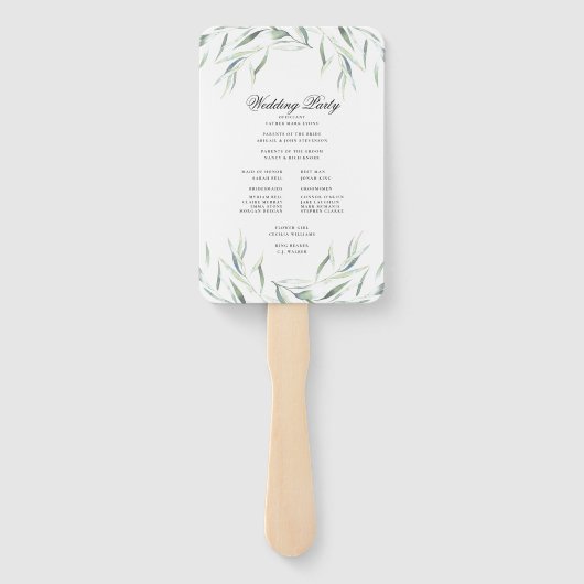 weelderig groen bruiloft programma fan handwaaier (Achterkant)