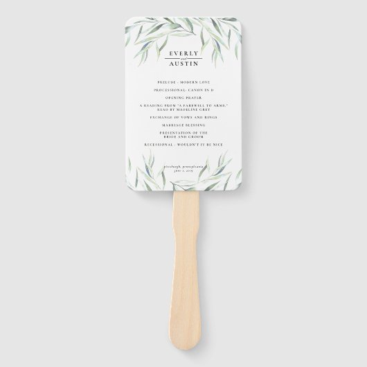 weelderig groen bruiloft programma fan handwaaier (Voorkant)