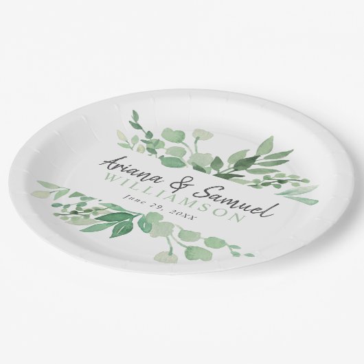 weelderig groen bruiloft receptie Borden Papieren Bordje (Gekanteld)