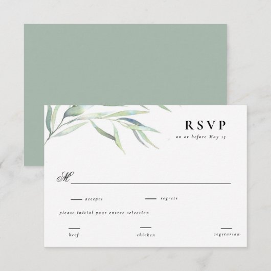 weelderig groen bruiloft RSVP antwoord (Voorkant / Achterkant)