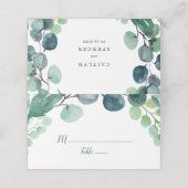 Weelderig groen en eucalyptus bruiloft gevouwen plaatskaartje (Buitenkant ongevouwen)