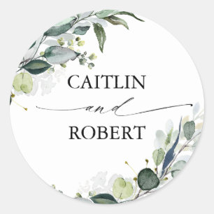 Weelderig groen en Eucalyptus Foliage Elegant Ronde Sticker